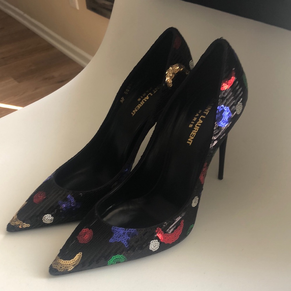 NIB $1,195 Saint Laurent YSL Palace Sequined High-Heel Pumps in size 10 / 40! - Picture 5 of 8